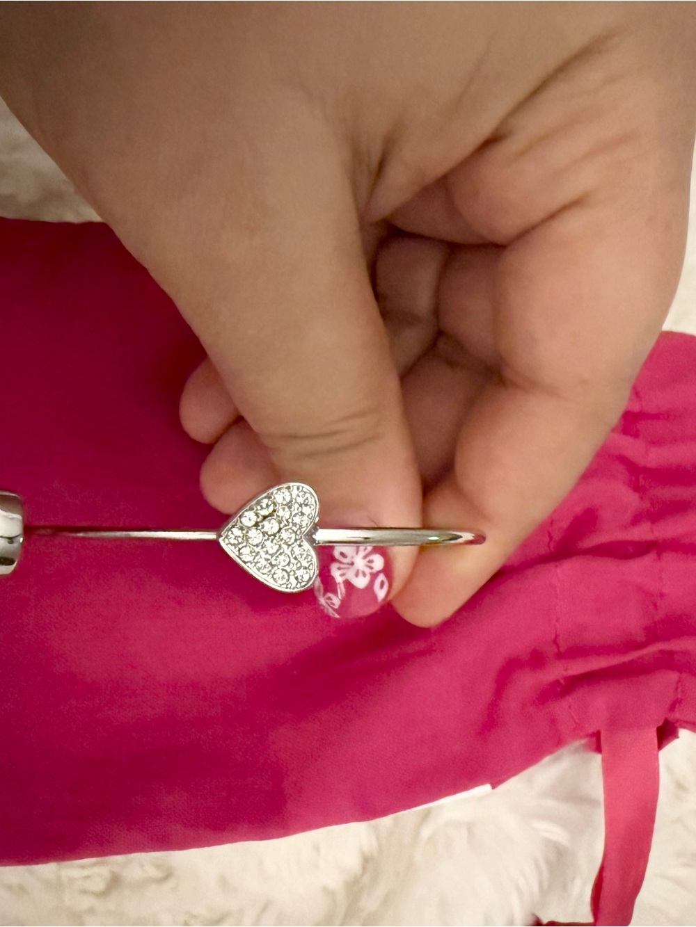 Origami Owl 'LOVE' Crystal Heart Open Cuff Bracelet with accents - Picture 5 of 5
